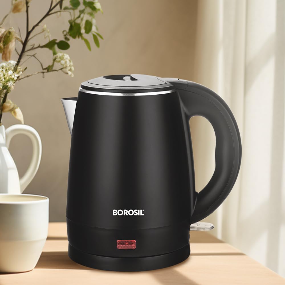 Borosil 1L 1350W Stainless Steel Cooltouch Electric Multipurpose Kettle